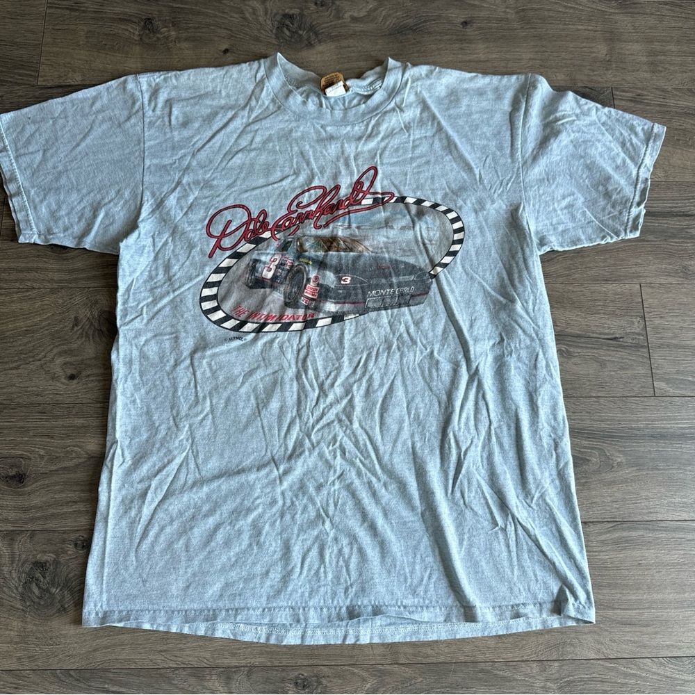 Vintage Dale Earnhardt T-shirt XL Blue Nutmeg Mills Graphic Tee NASCAR
